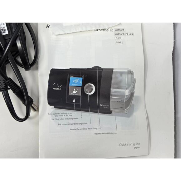 RESMED AIRSENSE 10 AUTOSET BLACK SLEEP APNEA MACHINE W/ CASE 490 RUN HOURS - Picture 3 of 11